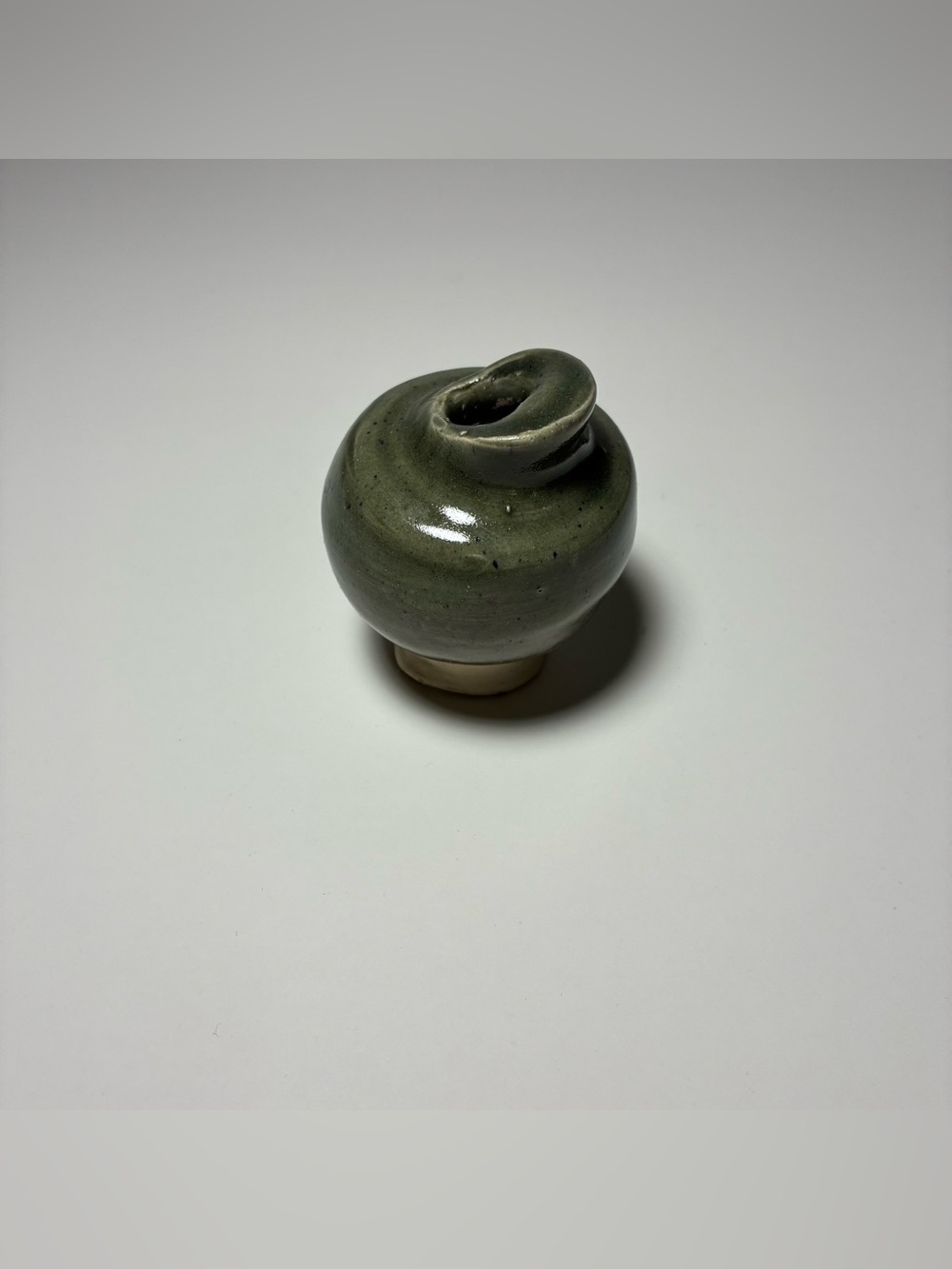 Handmade Studio Art Pottery Ceramic Glazed Abstract Green Decor Bud Vase